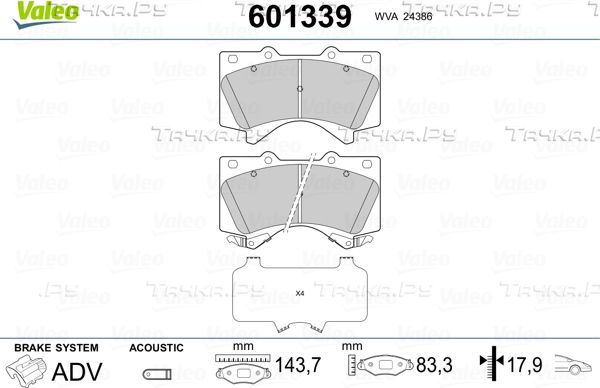 Тормозные колодки Valeo передние для Toyota Sequoia II 2007-2026. Артикул 601339