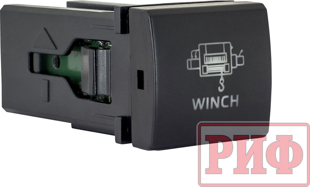 Кнопка РИФ включения/выключения WINCH POWER 22x22 с голубой подсветкой для Toyota Land Cruiser Prado 150 2009-2026. Артикул RIF22-1-7111704