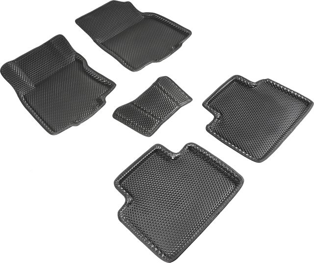 Коврики Seintex 3D EVA с рисунком РОМБ для салона Nissan X-Trail Т-32 2015-2026 ЧЕРНЫЕ. Артикул 95208