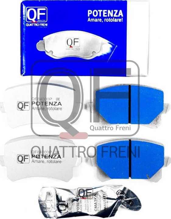 КОЛОДКИ ТОРМОЗНЫЕ ДИСКОВЫЕ RR POTENZA PR (Quattro Freni). Артикул QF84000P