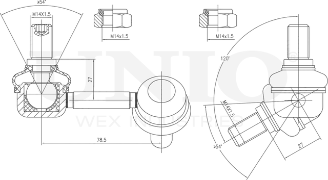 Тяга/стойка стабилизатора (Unio). Артикул SSP-50233