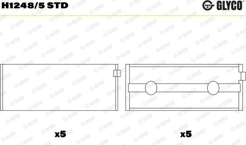 Вкладыши коренные Glyco для Mitsubishi Pajero Sport I 1998-2008. Артикул H1248/5 STD