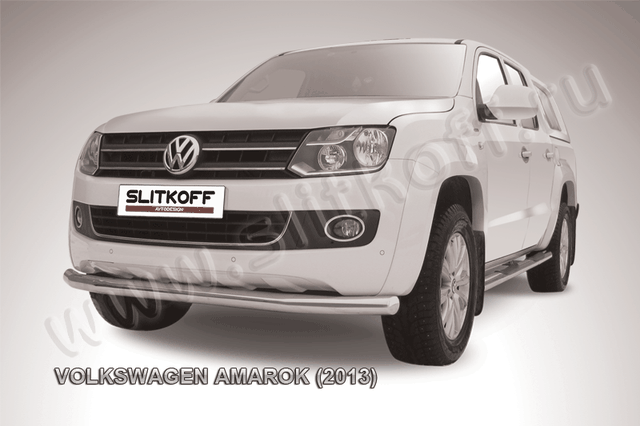 Защита Slitkoff переднего бампера d76 для Volkswagen Amarok 2010-2015. Артикул VWAM13-004