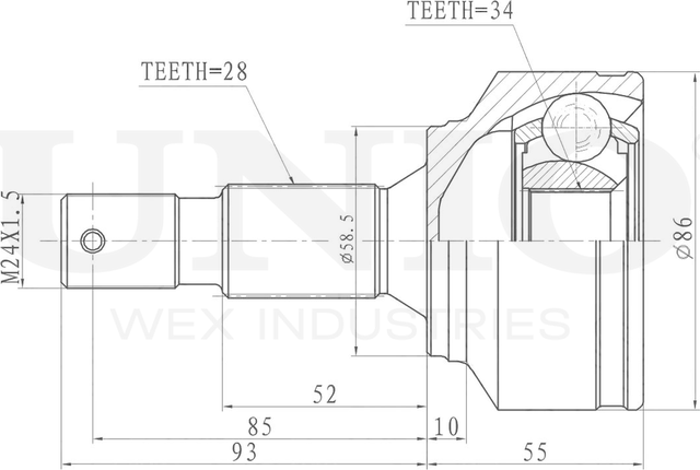 ШРУС наружный (Unio). Артикул CVJ-20228