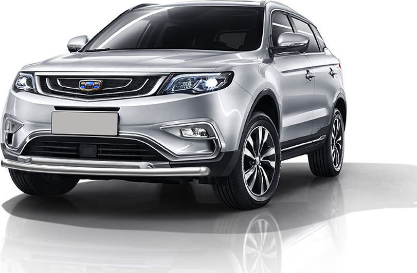 Защита Slitkoff переднего бампера d76+d42 двойная для Geely Atlas 2018-2026. Артикул GEAT-002