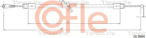 Трос ручника (тросик ручного тормоза) Cofle. Артикул 92.10.9864