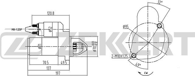 Стартер Zekkert для Citroen C-Crosser 2008-2013. Артикул AN-1028
