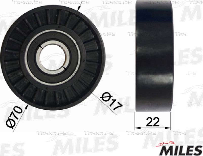 Направляющий (ведущий) ролик приводного поликлинового ремня Miles. Артикул AG03055