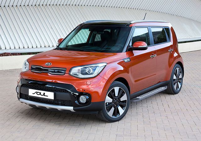 Пороги алюминиевые Rival Bmw-Style овал для Kia Soul II рестайлинг 2017-2019. Артикул B173AL.2804.1