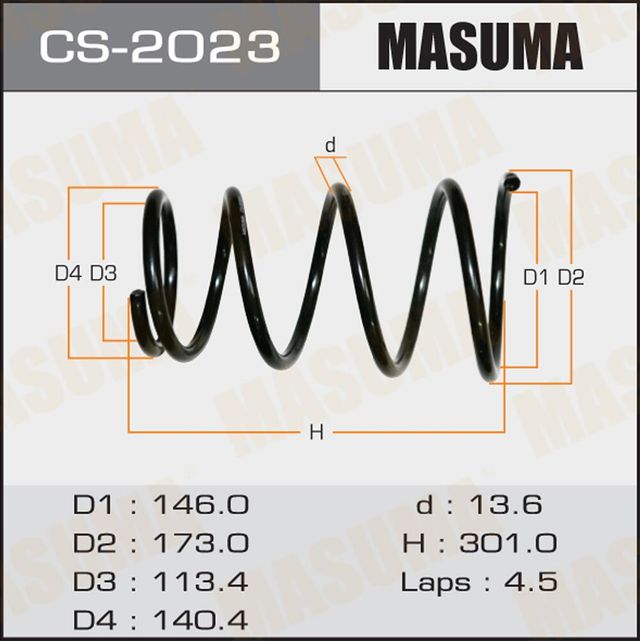 Пружина подвески Masuma задняя правая/левая для Nissan X-Trail T30 2001-2013. Артикул CS-2023