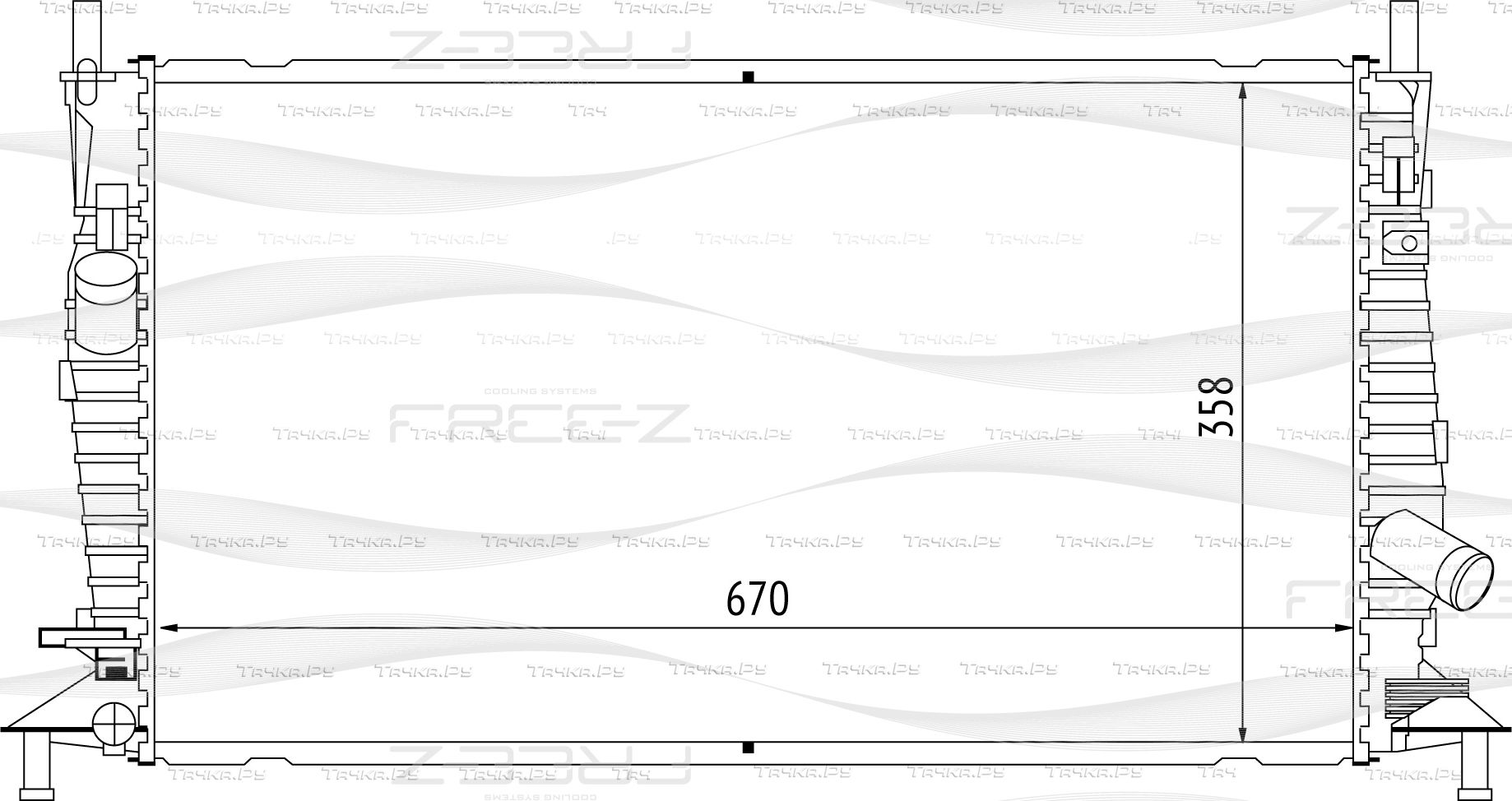 Радиатор FORD/MAZDA FOCUS 2/C-MAX/3 03- 1.4-2.0/2.0TD охлаждения (Free-Z). Артикул KK0146