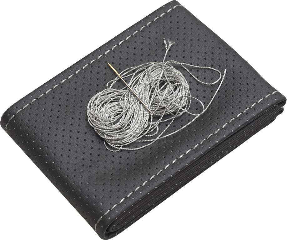 Оплётка на руль Rezkon (размер M, экокожа перф., цвет ЧЕРНЫЙ/СЕРЫЙ). Артикул 8001021012