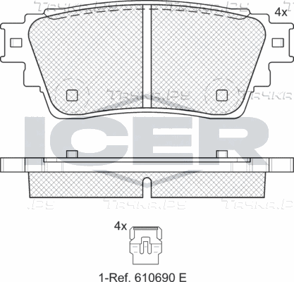 Тормозные колодки Icer задние для Mitsubishi Outlander III 2012-2026. Артикул 182357