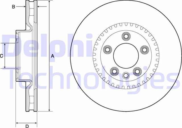 Тормозной диск Delphi передний для Porsche Cayenne I (955) 2006-2010. Артикул BG9168C