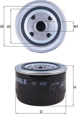 Масляный фильтр Mahle-Knecht для Bitter Type 3 1991-1992. Артикул OC 102