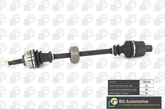 Полуось (привод в сборе, приводной вал) BGA передняя правая для Renault Clio V 2010-2026. Артикул DS7300RA