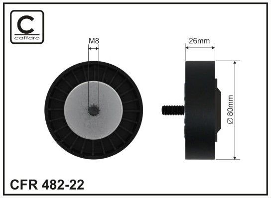 Направляющий (ведущий) ролик приводного поликлинового ремня Caffaro (полимерный материал). Артикул 482-22