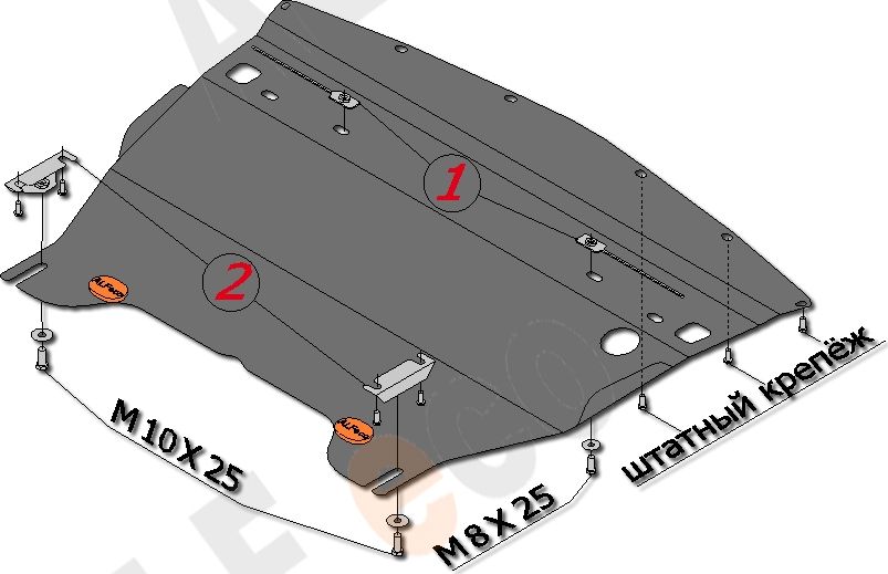 Защита алюминиевая Alfeco для картера Infiniti G 25 седан 2011-2015. Артикул ALF.29.11al