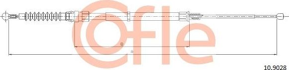Трос ручника (тросик ручного тормоза) Cofle. Артикул 92.10.9028