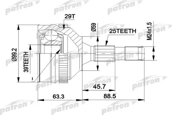Шрус наружный (граната) Patron для Peugeot 406 I 1996-2004. Артикул PCV1281A