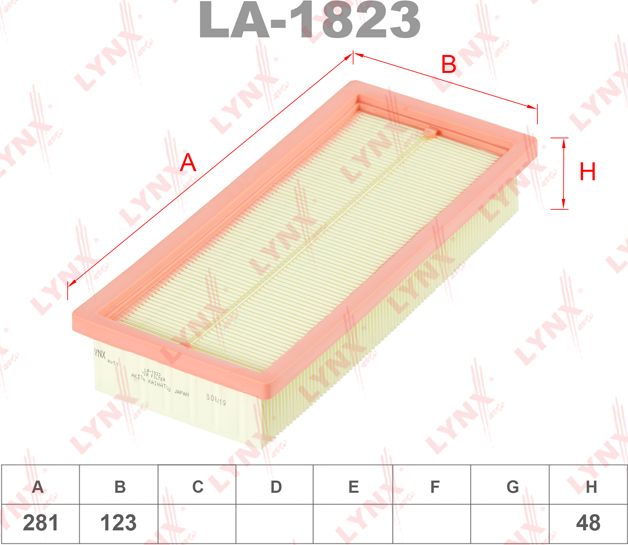 Воздушный фильтр LYNXauto для Fiat Panda II 2003-2012. Артикул LA-1823