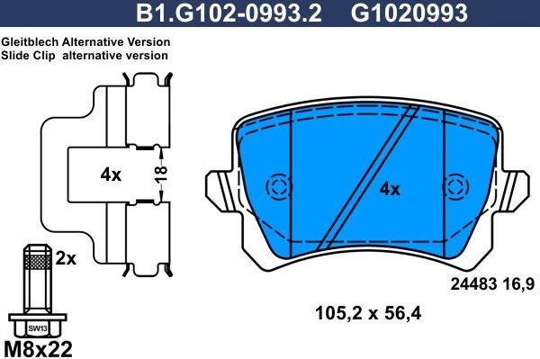 Тормозные колодки Galfer. Артикул B1.G102-0993.2