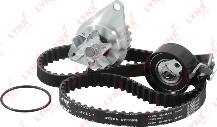 Помпа (водяной насос) с комплектом ремня ГРМ LYNXauto. Артикул PW-1173