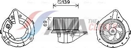 Вентилятор, мотор печки (отопителя) салона AVA (полимерный материал). Артикул AI8372