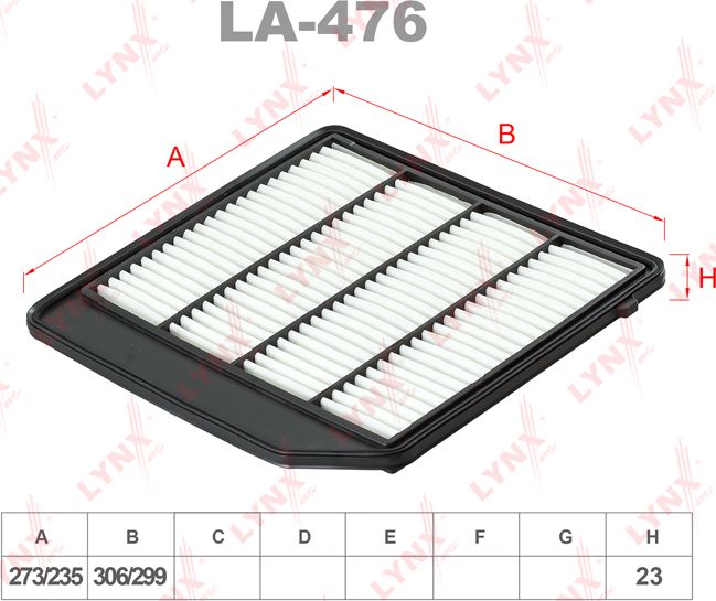 Воздушный фильтр LYNXauto. Артикул LA-476