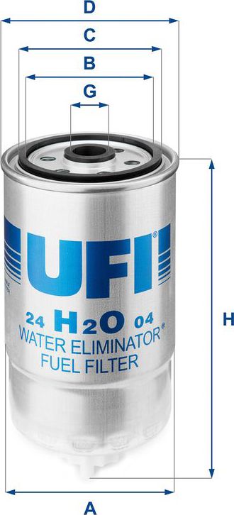Топливный фильтр UFI для Piaggio Porter 2011-2024. Артикул 24.H2O.04