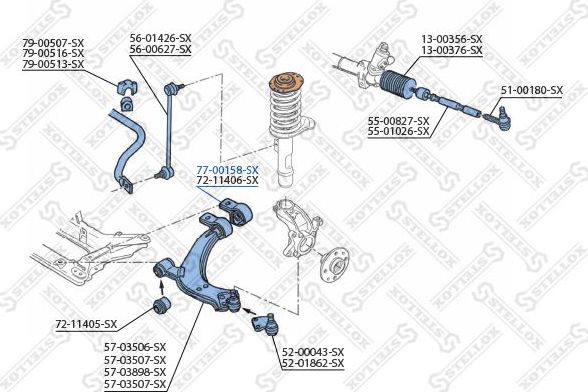 Сайлентблок переднего рычага подвески Stellox. Артикул 77-00158-SX