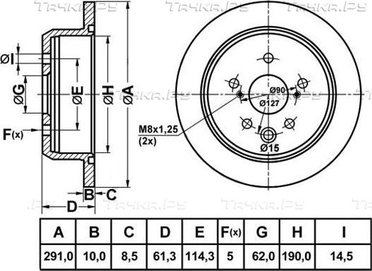 Тормозной диск NiBK задний для Toyota Mark X II 2009-2026. Артикул RN1438DSET