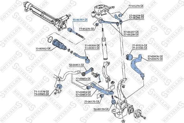 Рулевая тяга Stellox для Audi S5 I (8T) 2007-2017. Артикул 55-00357-SX