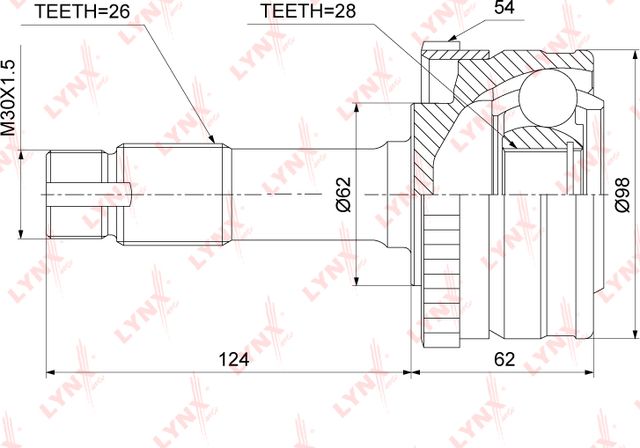 Шрус внутренний (граната) LYNXauto. Артикул CO-3891A