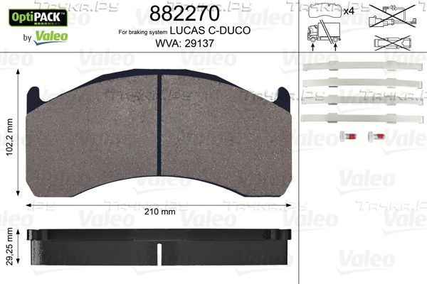 Тормозные колодки Valeo OptiPack передние/задние для Volvo  FH16 1993-2002. Артикул 882270