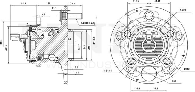 Ступица колеса с интегрированным подшипником (Unio). Артикул HUB-20232
