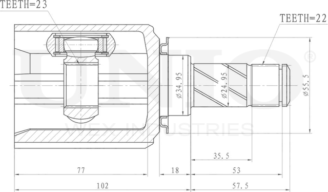 ШРУС внутренний (Unio). Артикул CVJ-30065