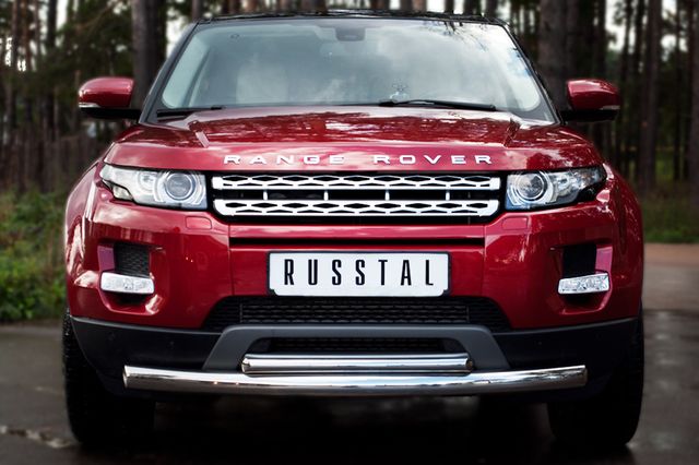 Защита RusStal переднего бампера d76/42 (дуга) для Land Rover Range Rover Evoque I Prestige, Pure 2011-2018. Артикул REPZ-000803