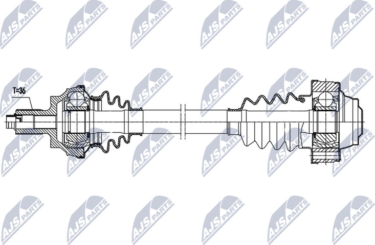 Полуось (привод в сборе, приводной вал) NTY. Артикул NPW-VW-167