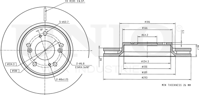 Диск тормозной (Unio). Артикул BRD-20115