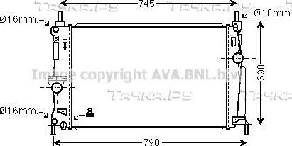 Радиатор охлаждения двигателя AVA. Артикул MZ2254