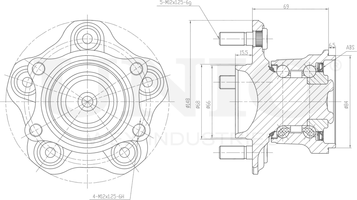 Ступица колеса с интегрированным подшипником (Unio). Артикул HUB-20102