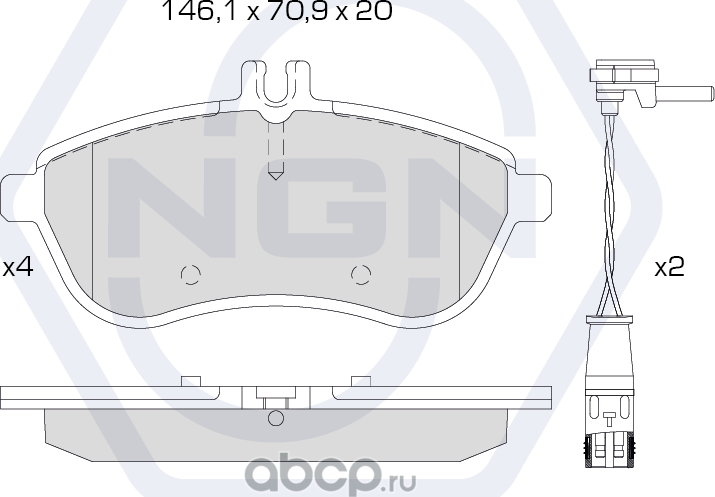 Колодки тормозные керамические, передние (NGN). Артикул 3501294