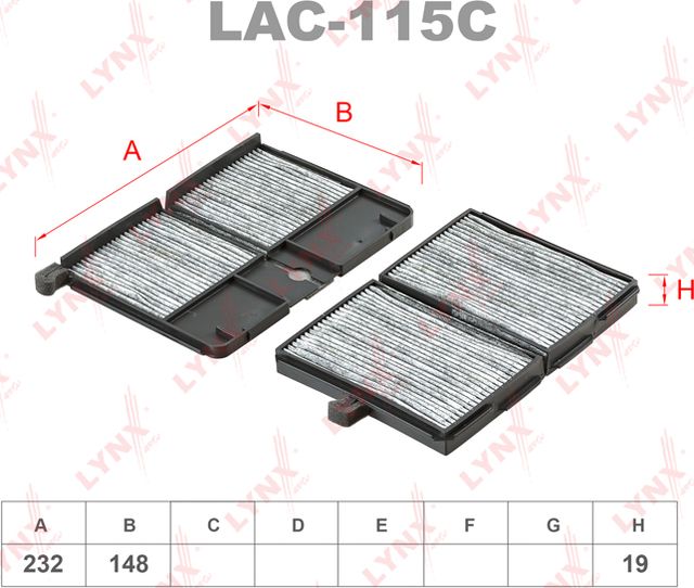 Салонный фильтр LYNXauto для Toyota Carina E 1992-1997. Артикул LAC-115C