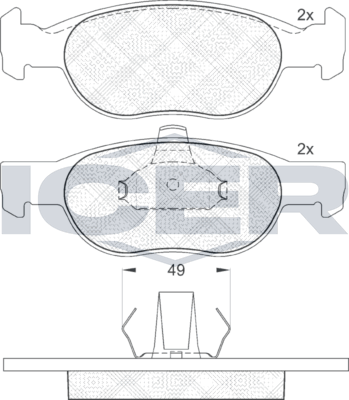Тормозные колодки Icer для Fiat Punto II 1999-2012. Артикул 181616