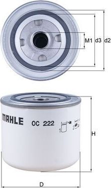 Масляный фильтр Mahle-Knecht. Артикул OC 222