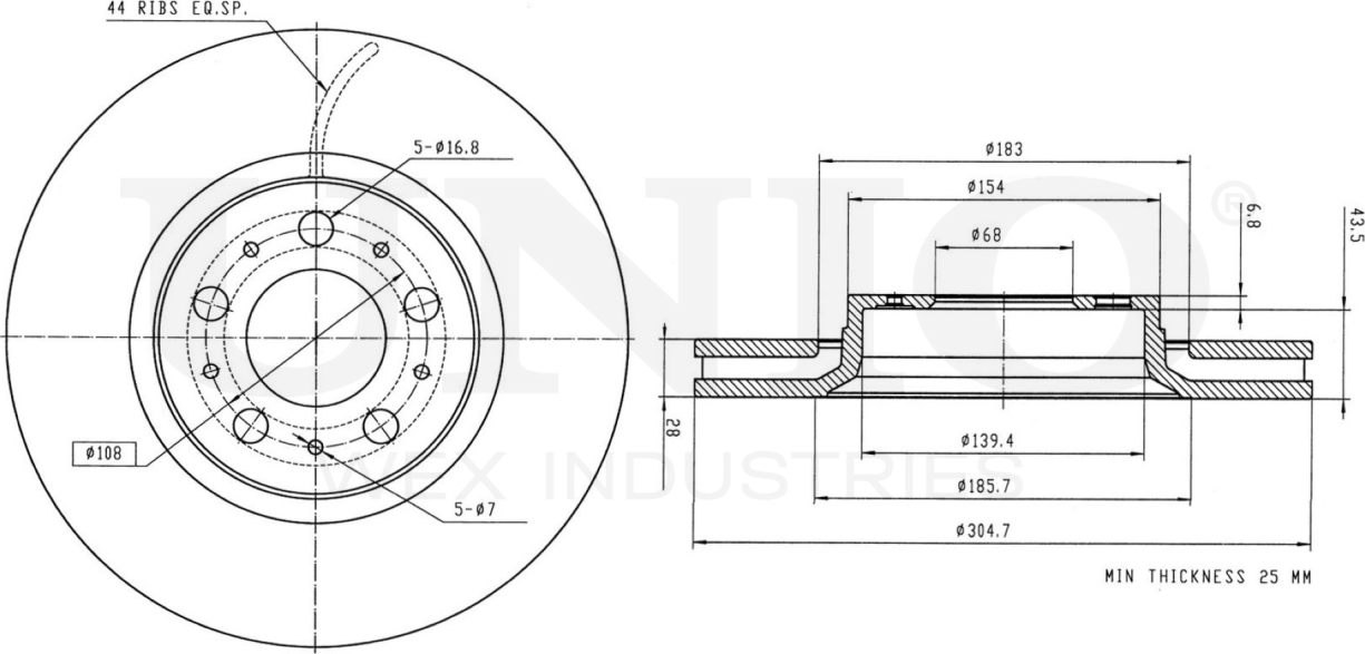 Диск тормозной (Unio). Артикул BRD-20511