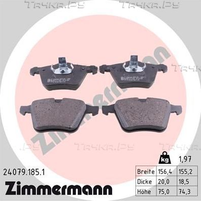 Тормозные колодки Zimmermann передние для Jaguar S-Type I 2002-2007. Артикул 24079.185.1