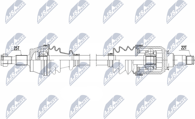 Полуось (привод в сборе, приводной вал) NTY. Артикул NPW-ME-106