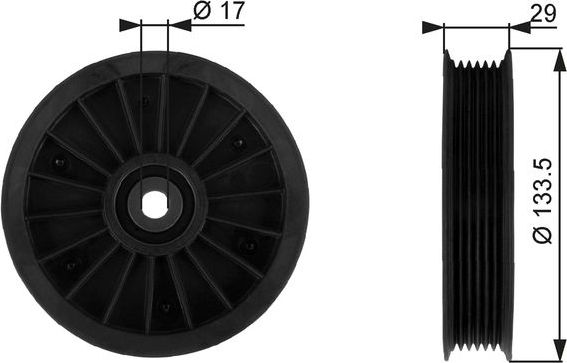 Направляющий (ведущий) ролик приводного поликлинового ремня Gates DriveAlign® для Dodge Caravan II 1990-1995. Артикул T38034